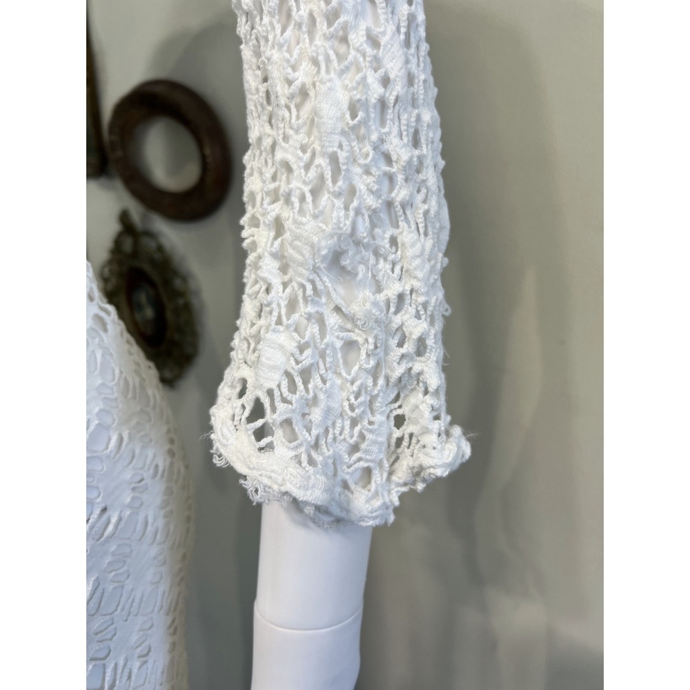 Cheryl Creations White Cotton Crochet Knit Skirt & Cropped Cardigan Set Sz Small - Picture 8 of 12
